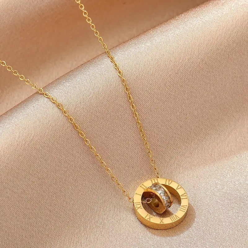 Elegante Halskette mit Römischen Ziffern und Zirkonia